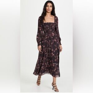 OPT women's smocked dress with slit square neck Cottagecore romantic‎ size XS
